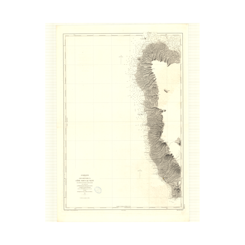 Carte marine ancienne - 3418 - ANTILLES, VIEUX FORT (Pointe), ALLEGRE (Pointe) - GUADELOUPE - ATLANTIQUE, ANTILLES (Mer) - (1875