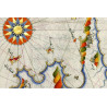 Reproduction of old nautical chart of Turkish portulan of Corsica in 1525 vertical direction
