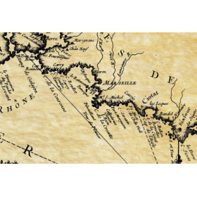 Reproduction of old nautical chart of Provence in 1764