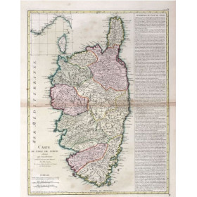 Reproduction carte marine ancienne de la Corse en 1763