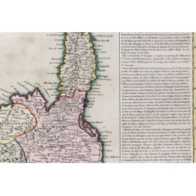Reproduction of old nautical chart of Corsica in 1763