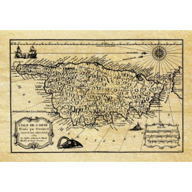 Reproduction carte marine ancienne de la Corse en 1769