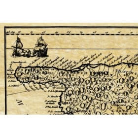 Reproduction carte marine ancienne de la Corse en 1769