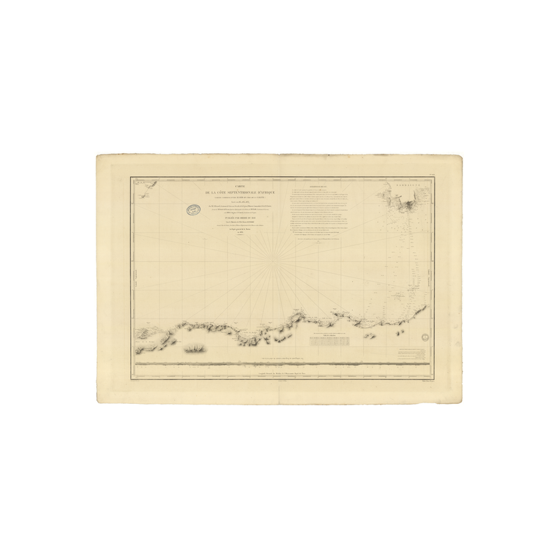 Reproduction carte marine ancienne Shom - 838 - ALGER, GALITE (île) - ALGERIE,TUNISIE,SARDAIGNE - MEDITERRANEE,AFRIQUE