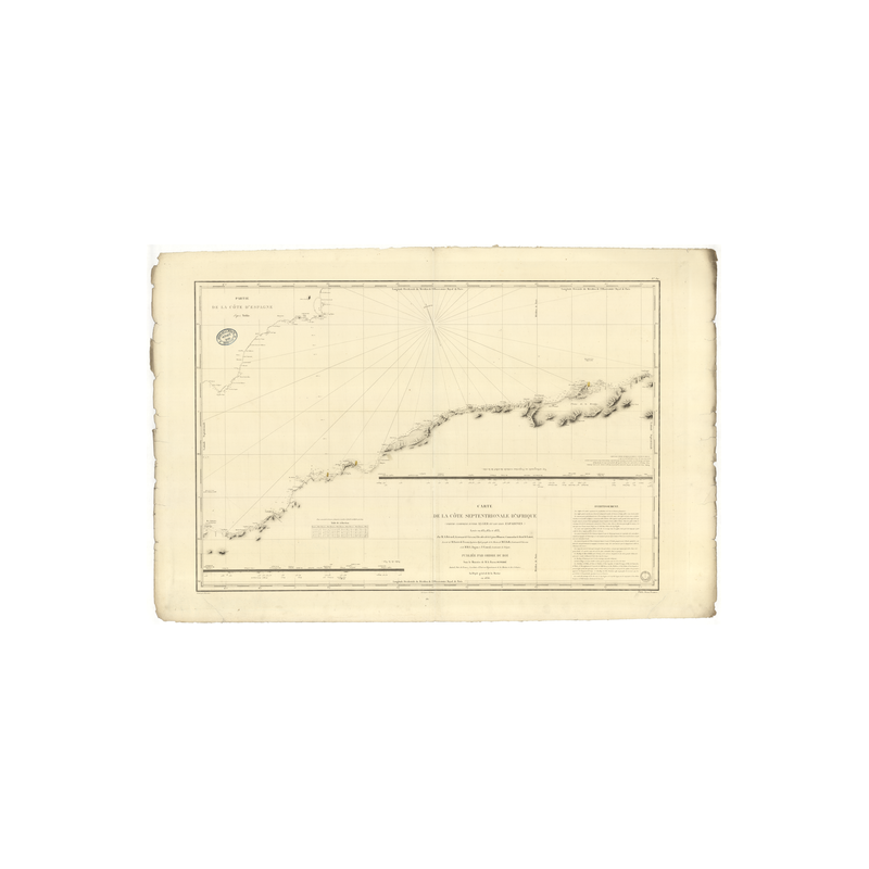 Reproduction carte marine ancienne Shom - 841 - ZAFARINES (îles), ALGER - Espagne (Côte Sud-Est),MAROC,ALGERIE - MEDIT