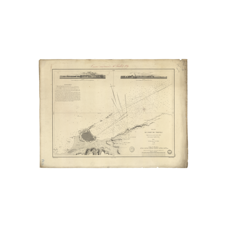 Reproduction carte marine ancienne - 842 - TRIPOLI (Port) - LIBYE - MEDITERRANEE, AFRIQUE (Côte Nord) - (1836 - ?)