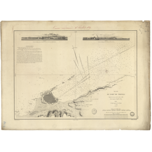 Carte marine ancienne - 842 - TRIPOLI (Port) - LIBYE - MEDITERRANEE, AFRIQUE (Côte Nord) - (1836 - ?)