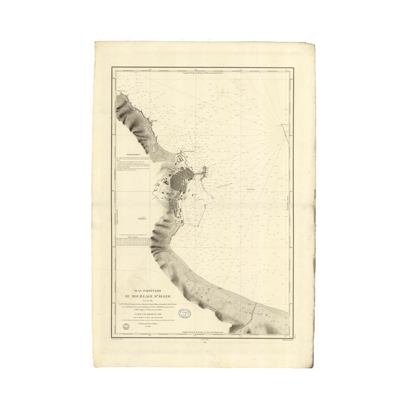Carte marine ancienne - 850 - ALGER (Mouillage) - ALGERIE - MEDITERRANEE, AFRIQUE (Côte Nord) - (1836 - 1873)
