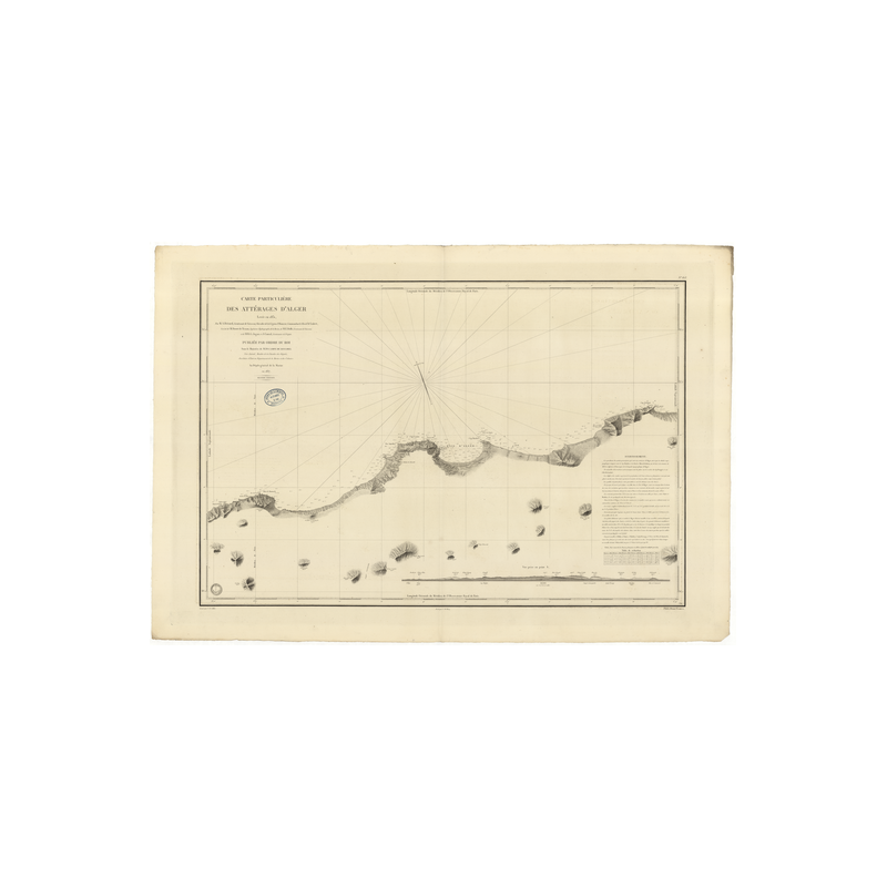 Reproduction carte marine ancienne Shom - 853 - ALGER (Abords), SCHERSCHEL, BENGUT (Cap) - ALGERIE - MEDITERRANEE,AFRIQU