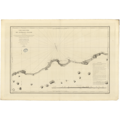 Carte marine ancienne - 853 - ALGER (Abords), SCHERSCHEL, BENGUT (Cap) - ALGERIE - MEDITERRANEE, AFRIQUE (Côte Nord) - (1837 - 1