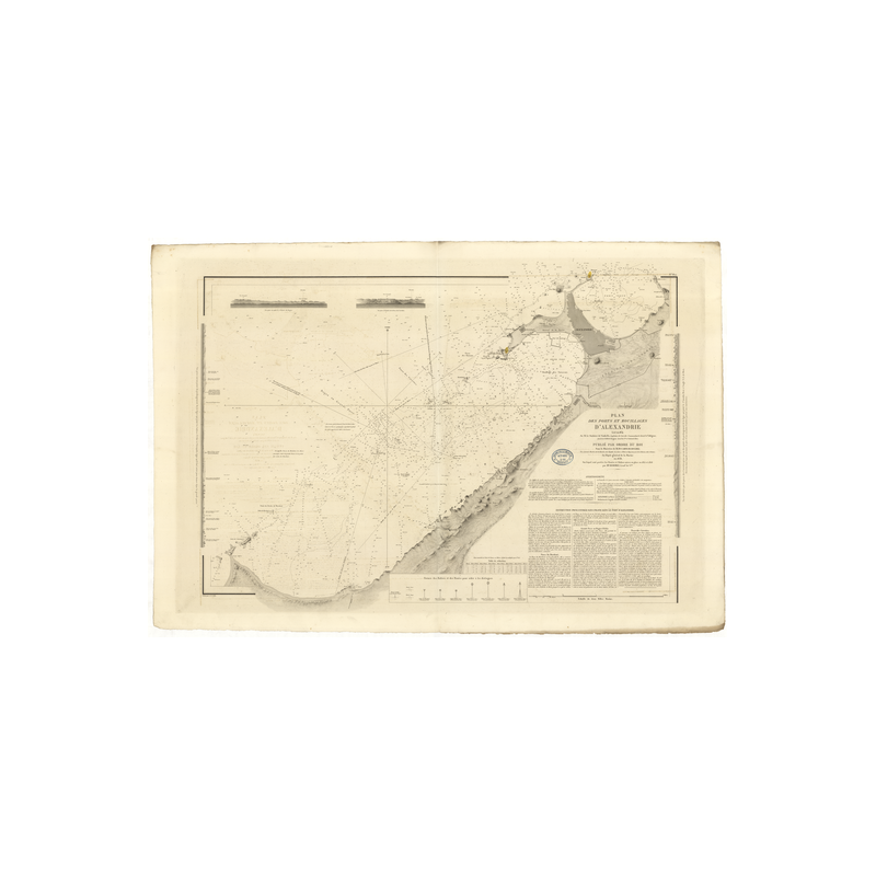 Reproduction carte marine ancienne Shom - 872 - ALEXANDRIE (Port), ALEXANDRIE (Mouillages) - EGYPTE - MEDITERRANEE,AFRIQ