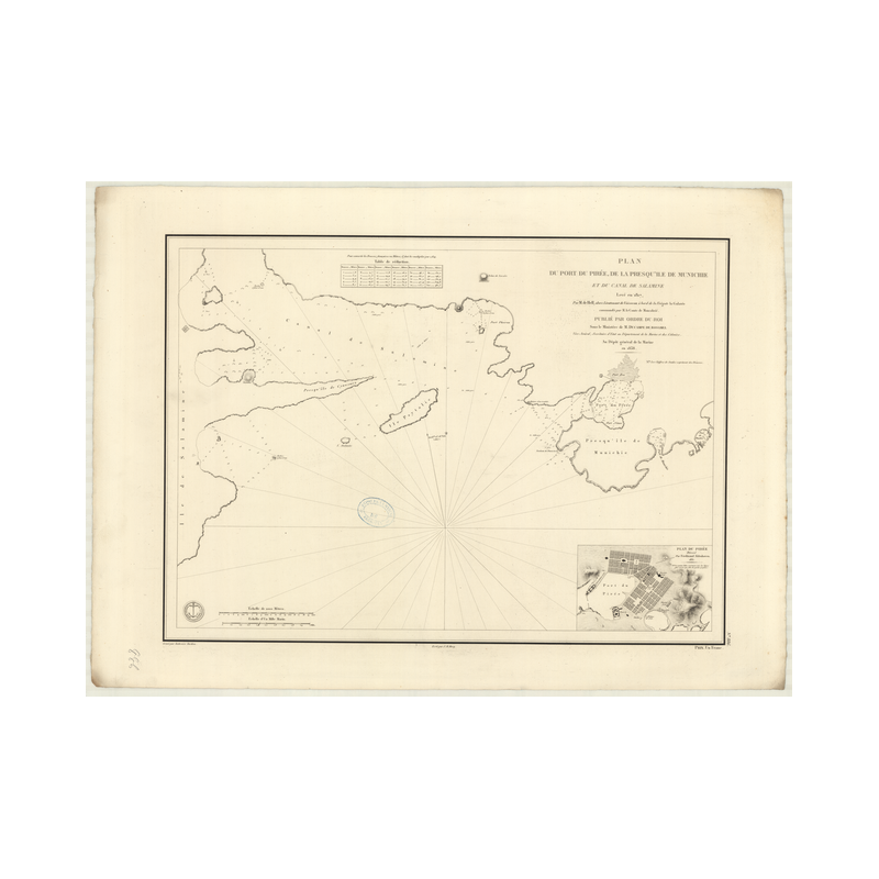 Reproduction carte marine ancienne - 886 - SALAMINE (Détroit) - GRECE - MEDITERRANEE, EGEE (Mer) - (1838 - ?)