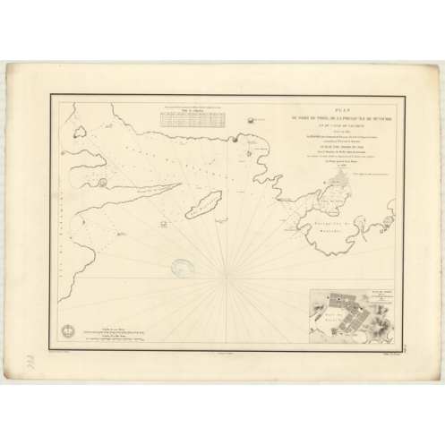 Reproduction carte marine ancienne Shom - 886 - SALAMINE (Détroit) - GRECE - MEDITERRANEE,EGEE (Mer) - (1838 - ?)