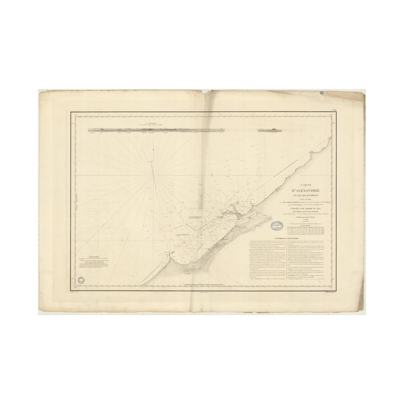Reproduction carte marine ancienne - 896 - ALEXANDRIE (Abords) - EGYPTE - MEDITERRANEE, AFRIQUE (Côte Nord) - (1839 - ?)