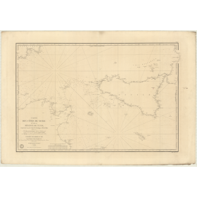 Reproduction carte marine ancienne - 906 - SICILE, SARDAIGNE (Côte Nord) - TUNISIE (Côte Nord-Est) - MEDITERRANEE, AFRIQUE (Côte