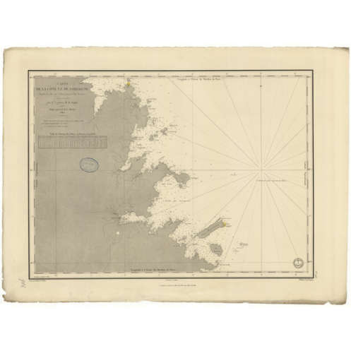 Reproduction carte marine ancienne Shom - 916 - SARDAIGNE (Côte Nord-Est), BISCIE (île), BRANDINCHI (Port) - MEDITERRA