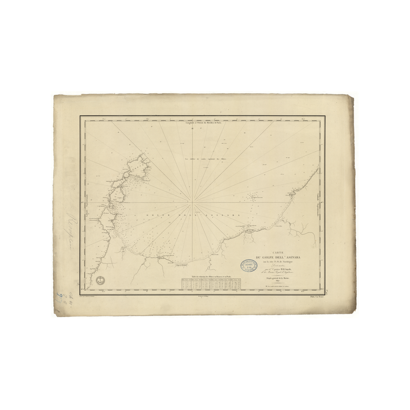 Reproduction carte marine ancienne - 917 - SARDAIGNE (Côte Nord-Ouest), DELL'ASINARA (Golfe) - MEDITERRANEE - (1840 - 1888)