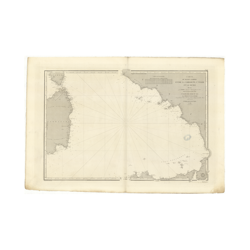 Reproduction carte marine ancienne - 939 - SICILE - SARDAIGNE, ITALIE - MEDITERRANEE, TYRRHENIENNE (Mer) - (1841 - ?)