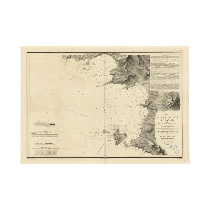 Carte marine ancienne - 968 - LION (Golfe), BANDOL (Baie), SAINT-NAZAIRE (Baie), BRUSC (Baie) - FRANCE (Côte Sud) - MEDITERRANEE
