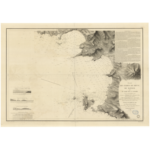 Reproduction carte marine ancienne Shom - 968 - LION (Golfe), BANDOL (Baie), SAINT-NAZAIRE (Baie), BRUSC (Baie) - FRANCE