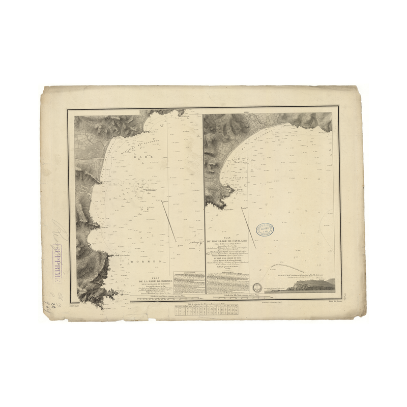 Reproduction carte marine ancienne Shom - 969 - pROVENCE, BORMES (Rade) - FRANCE (Côte Sud) - MEDITERRANEE - (1842 - 19