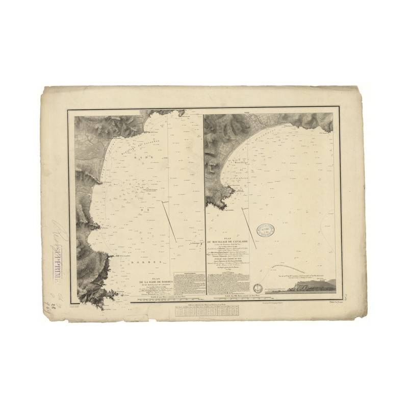 Reproduction carte marine ancienne - 969 - PROVENCE, BORMES (Rade) - FRANCE (Côte Sud) - MEDITERRANEE - (1842 - 1904)