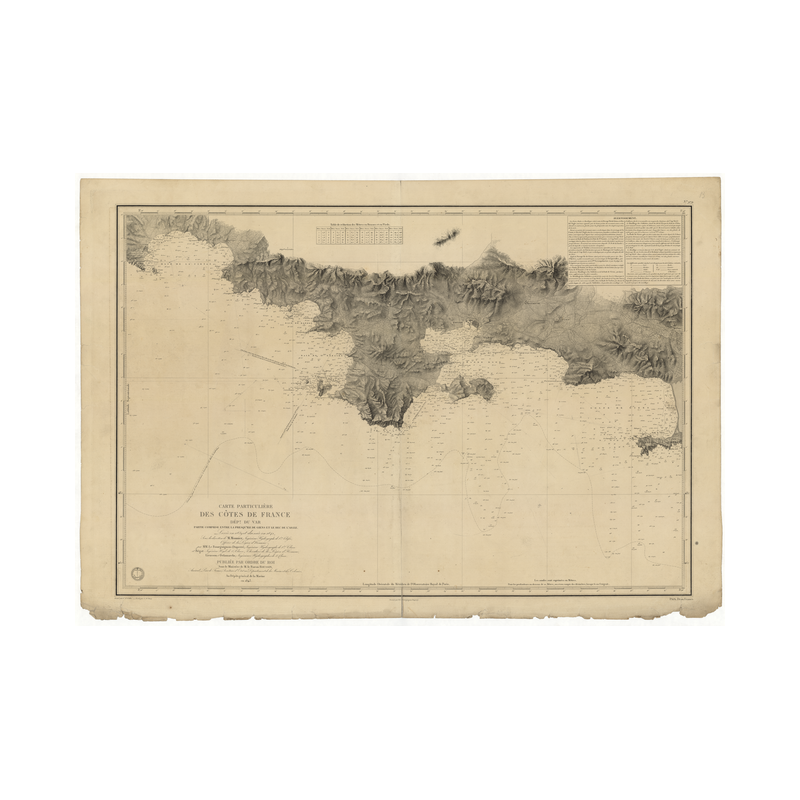 Reproduction of old nautical chart - 979 - GIENS (Presqu'île), AIGLE (Bec) - FRANCE (Côte Sud) - MEDITERRANEE - (1843 - 1911)