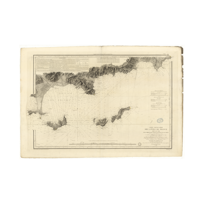 Reproduction carte marine ancienne Shom - 980 - CAMARAT (Cap), GIENS (Presqu'île) - FRANCE (Côte Sud) - MEDITERRANEE -