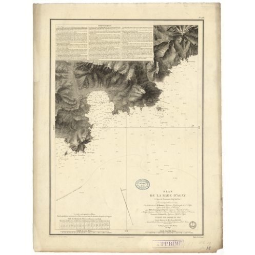 Reproduction carte marine ancienne Shom - 981 - pROVENCE, AGAY (Rade) - FRANCE (Côte Sud) - MEDITERRANEE - (1843 - 1904