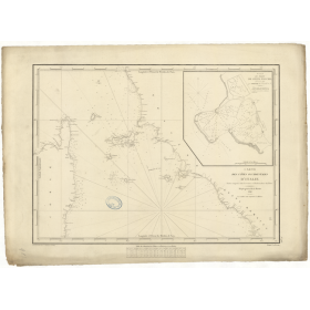 Reproduction carte marine ancienne - 983 - CORSE, LIVOURNE, TIBRE (Embouchure) - ITALIE (Côte Ouest) - MEDITERRANEE, TYRRHENIENN
