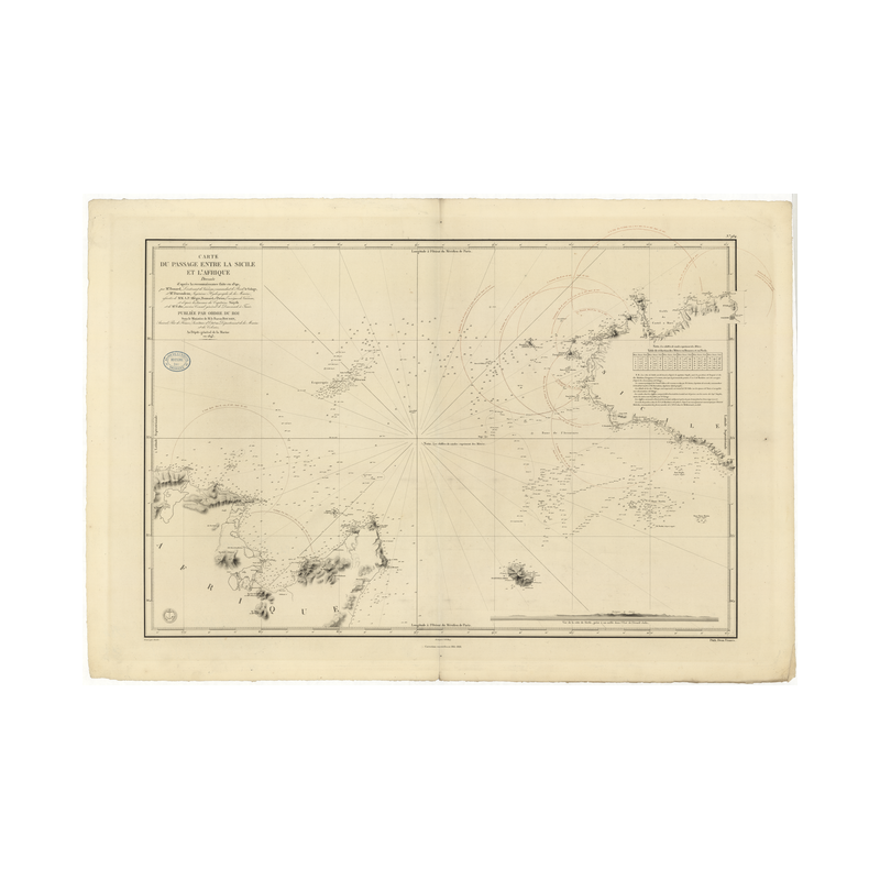 Reproduction carte marine ancienne Shom - 984 - SICILE (Canal), SICILE - TUNISIE - MEDITERRANEE - (1843 - ?)