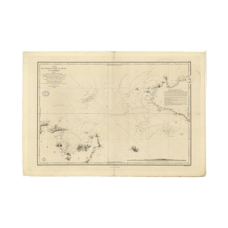 Carte marine ancienne - 984 - SICILE (Canal), SICILE - TUNISIE - MEDITERRANEE - (1843 - ?)