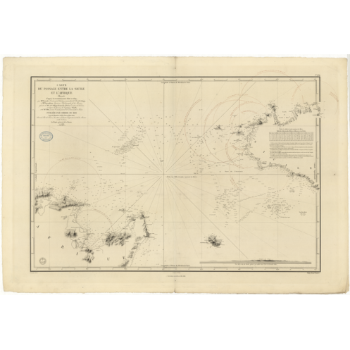 Reproduction carte marine ancienne Shom - 984 - SICILE (Canal), SICILE - TUNISIE - MEDITERRANEE - (1843 - ?)