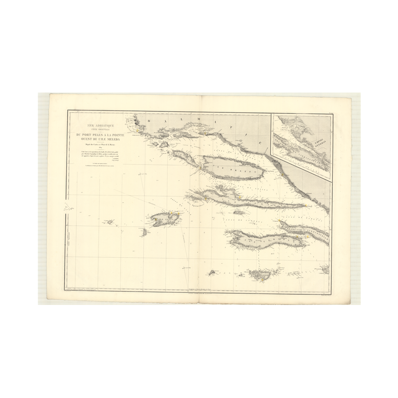 Reproduction carte marine ancienne - 2795 - PELES (Port), MELEDA (île) - YOUGOSLAVIE - MEDITERRANEE, ADRIATIQUE (Mer) - (1869 -