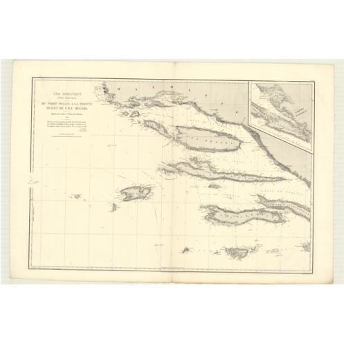 Reproduction carte marine ancienne - 2795 - PELES (Port), MELEDA (île) - YOUGOSLAVIE - MEDITERRANEE, ADRIATIQUE (Mer) - (1869 -