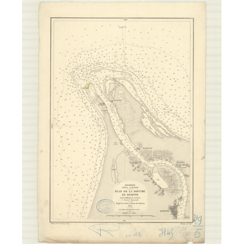 Reproduction carte marine ancienne Shom - 3145 - ROSETTE (Bouche) - EGYPTE (Côte Nord) - MEDITERRANEE,AFRIQUE (Côte No