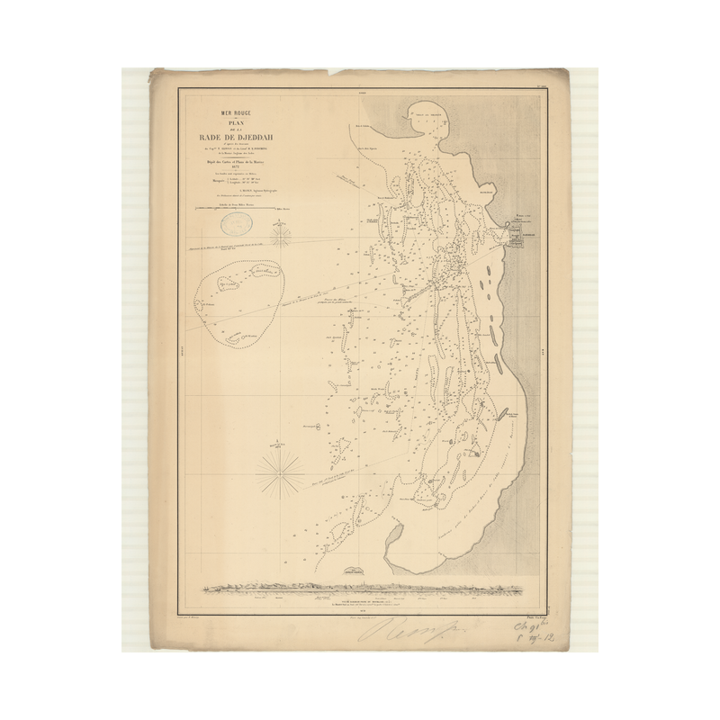 Reproduction carte marine ancienne Shom - 3148 - d'EDDAH (Rade), JIDDAH (Rade) - ARABIE SAOUDITE - MEDITERRANEE,ROUGE (M