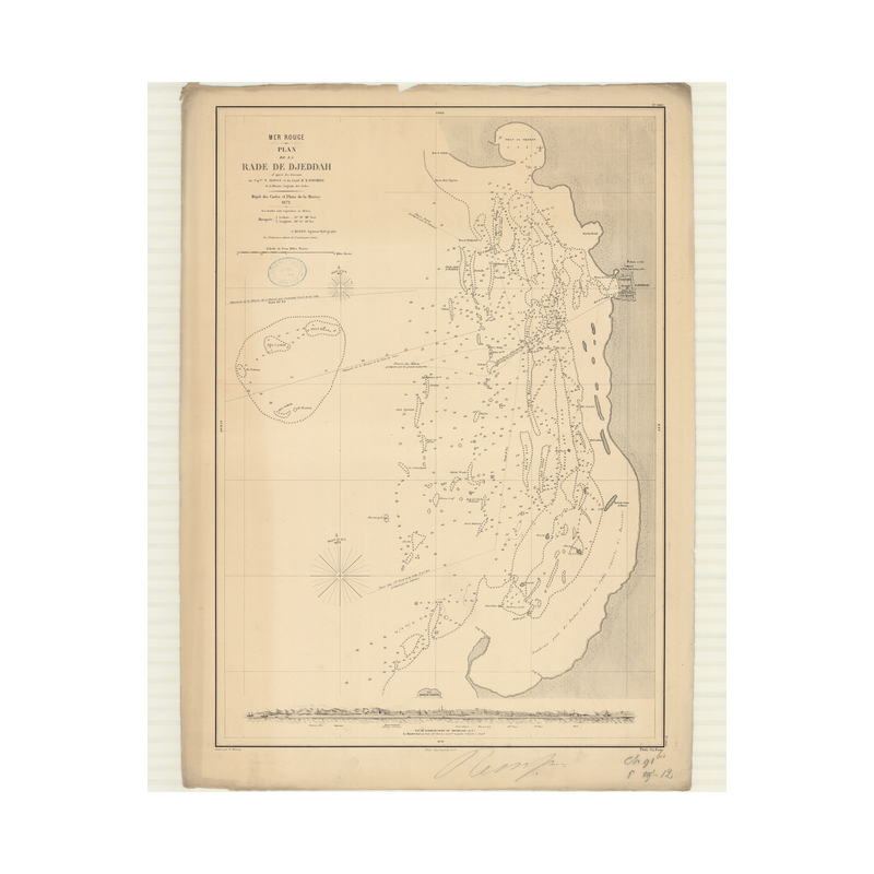 Reproduction carte marine ancienne - 3148 - DJEDDAH (Rade), JIDDAH (Rade) - ARABIE SAOUDITE - MEDITERRANEE, ROUGE (Mer) - (1872