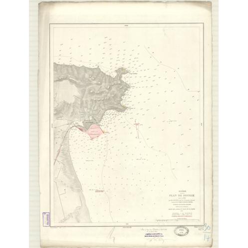 Reproduction carte marine ancienne Shom - 3279 - BOUGIE, BEJAIA - ALGERIE - MEDITERRANEE,AFRIQUE (Côte Nord) - (1874 -