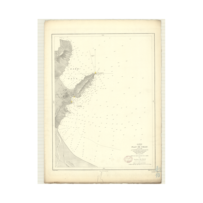 Carte marine ancienne - 3280 - COLLO (Port) - ALGERIE - MEDITERRANEE, AFRIQUE (Côte Nord) - (1874 - ?)