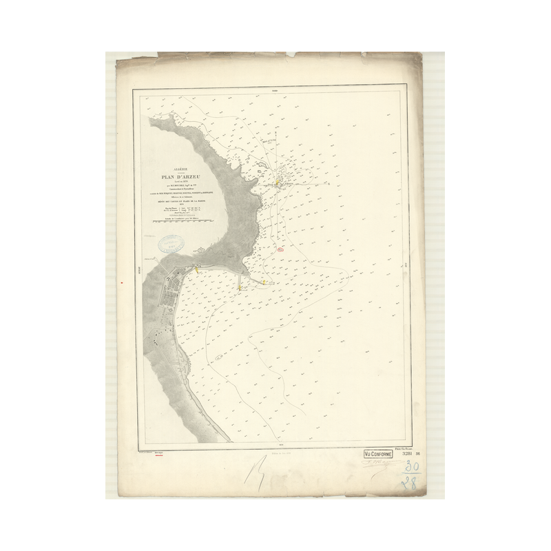 Reproduction carte marine ancienne - 3281 - ARZEU, ARZEW - ALGERIE - MEDITERRANEE, AFRIQUE (Côte Nord) - (1874 - 1932)