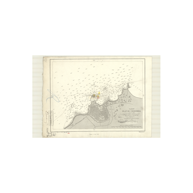 Reproduction carte marine ancienne Shom - 3286 - CHERCHELL - ALGERIE - MEDITERRANEE,AFRIQUE (Côte Nord) - (1874 - ?)