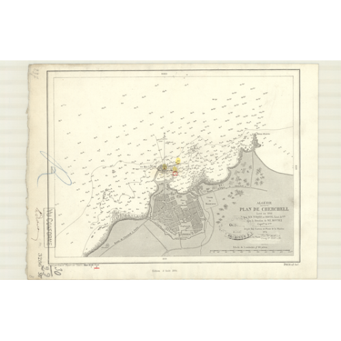 Reproduction carte marine ancienne Shom - 3286 - CHERCHELL - ALGERIE - MEDITERRANEE,AFRIQUE (Côte Nord) - (1874 - ?)