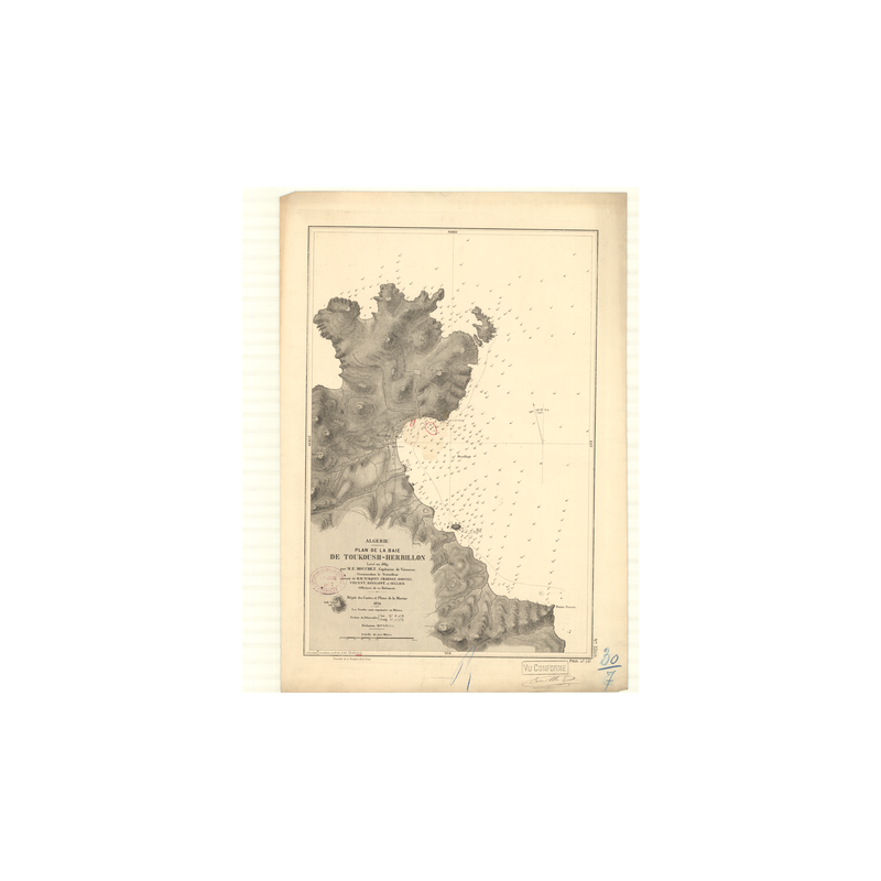 Reproduction carte marine ancienne - 3360 - TOUKOUSH-HERBILLON (Baie) - ALGERIE - MEDITERRANEE, AFRIQUE (Côte Nord) - (1874 - 19