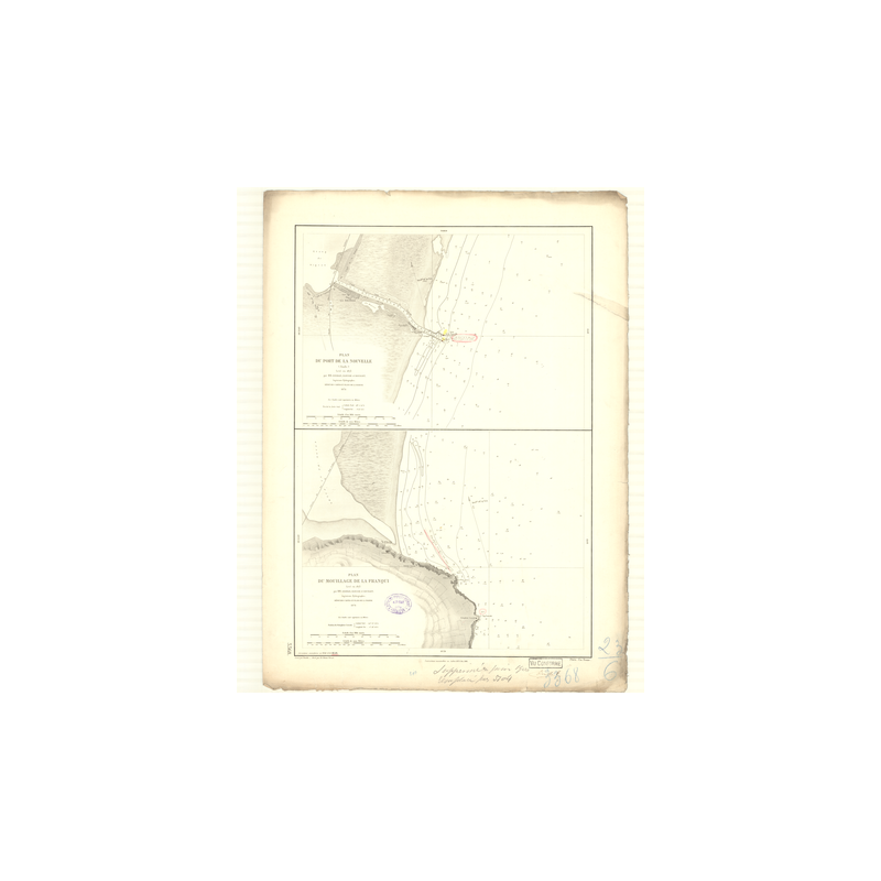 Carte marine ancienne - 3368 - LION (Golfe), LA NOUVELLE (Port) - FRANCE (Côte Sud) - MEDITERRANEE - (1874 - 1900)