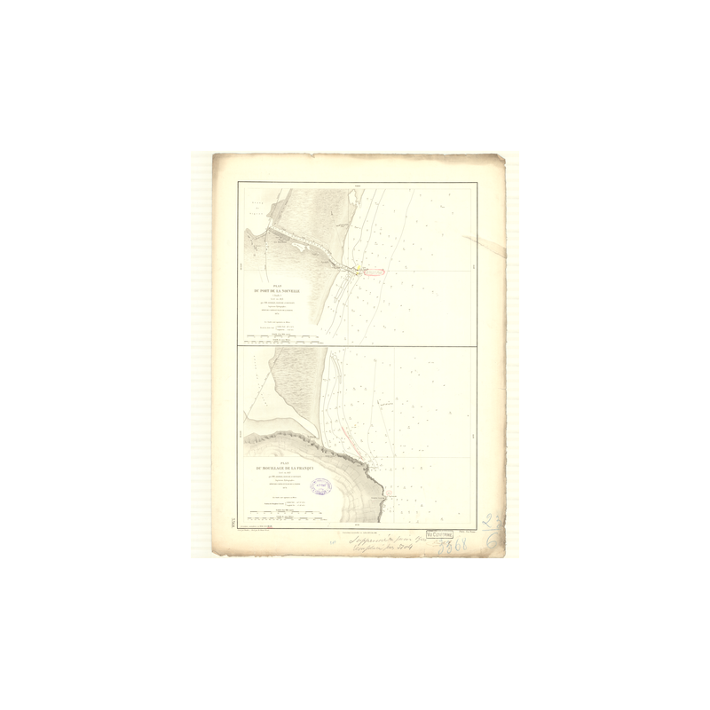 Reproduction carte marine ancienne - 3368 - LION (Golfe), LA NOUVELLE (Port) - FRANCE (Côte Sud) - MEDITERRANEE - (1874 - 1900)