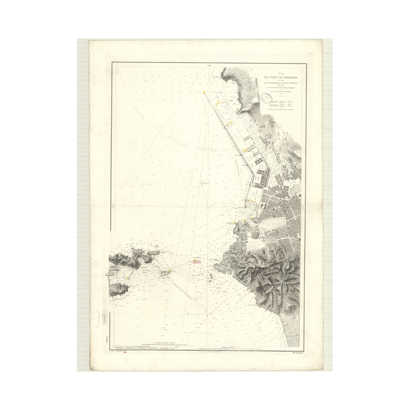 Reproduction carte marine ancienne - 3400 - LION (Golfe), MARSEILLE (Port) - FRANCE (Côte Sud) - MEDITERRANEE - (1874 - 1908)