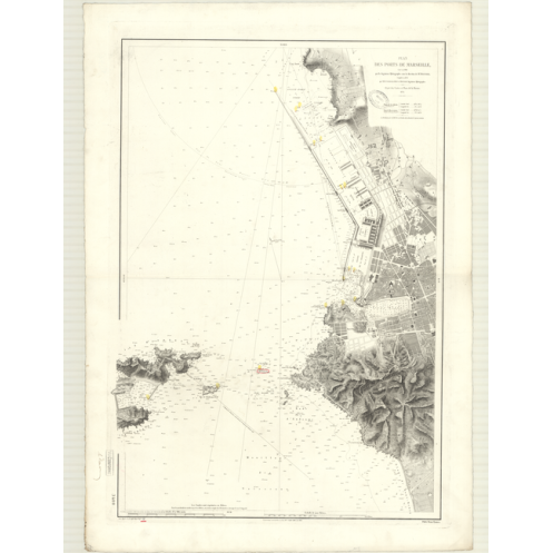Reproduction of old nautical chart - 3400 - LION (Golfe), MARSEILLE (Port) - FRANCE (Côte Sud) - MEDITERRANEE - (1874 - 1908)