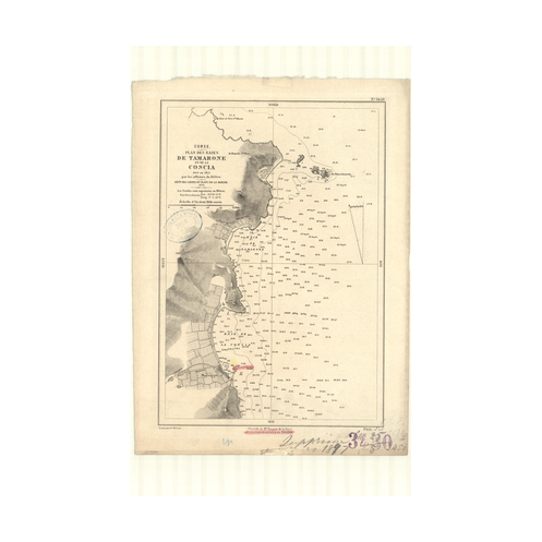 Reproduction carte marine ancienne Shom - 3450 - CORSE, TAMARONE (Baie), COSCIA (Baie), MACINAGGIO (Baie) - MEDITERRANEE