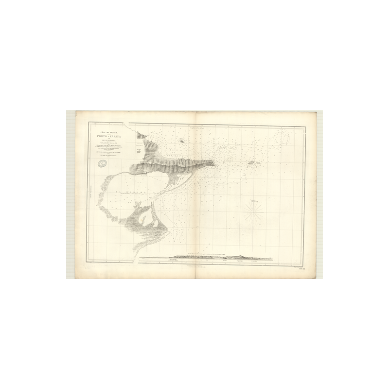 Carte marine ancienne - 3487 - PORTO FARINA (Abords) - TUNISIE - MEDITERRANEE, AFRIQUE (Côte Nord) - (1876 - 1889)
